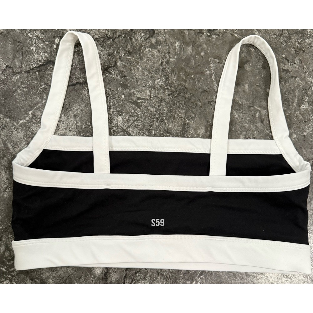Splits59 Womens Monah Rigor Bra Unpadded Back Reflective Logo Black/White Sz M - Picture 4 of 8
